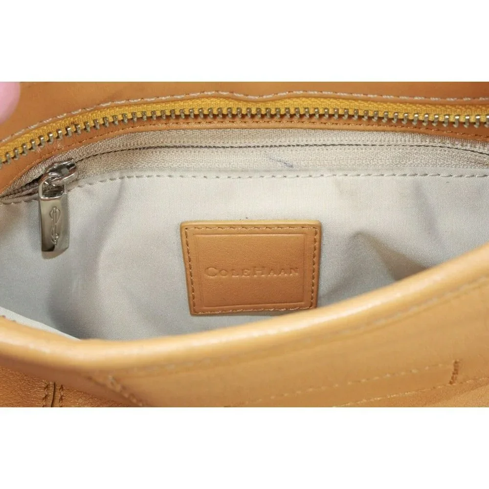 Cole Haan Tan Leather  Zip Top Purse Shoulder Handbag - Picture 7 of 8